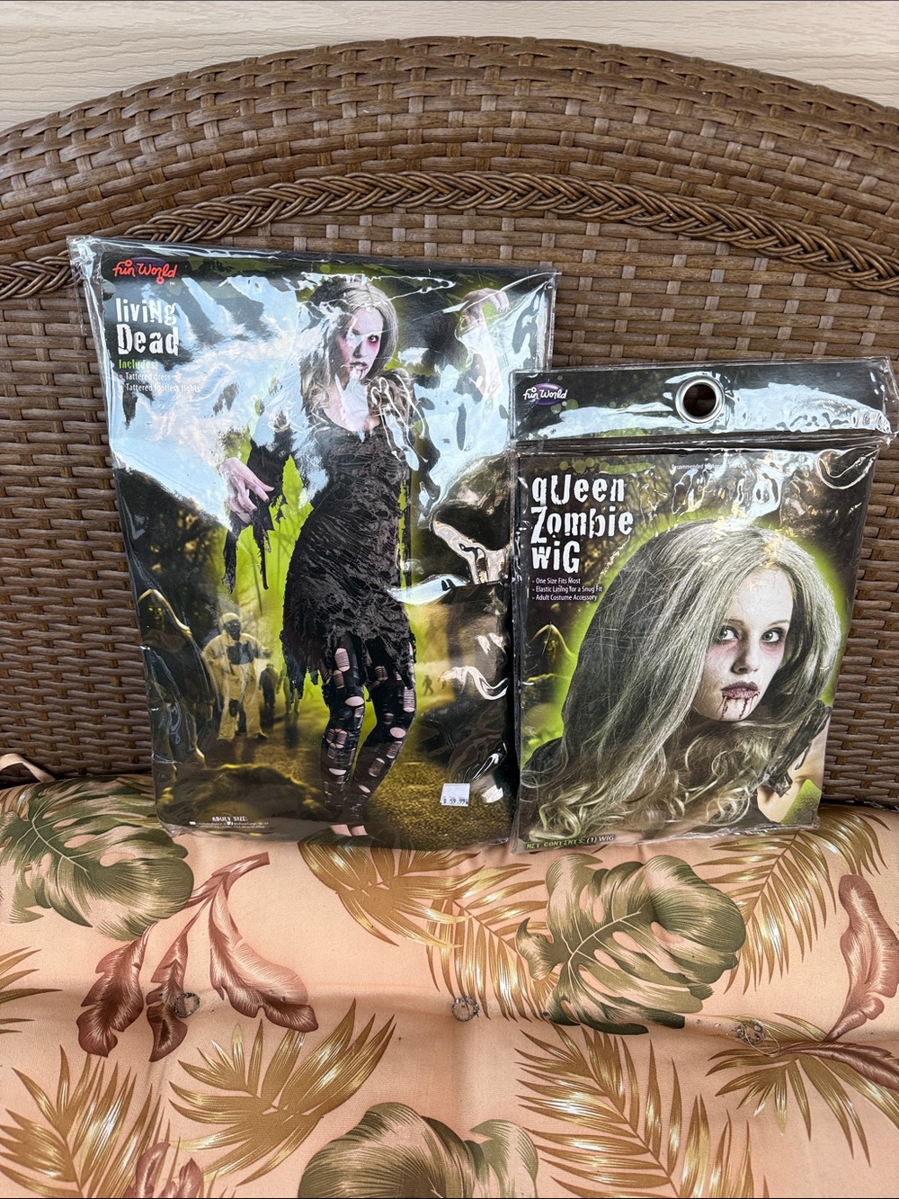 Fun World Living Dead Queen Zombie Costume & Queen Zombie Wig - Black and Gray
